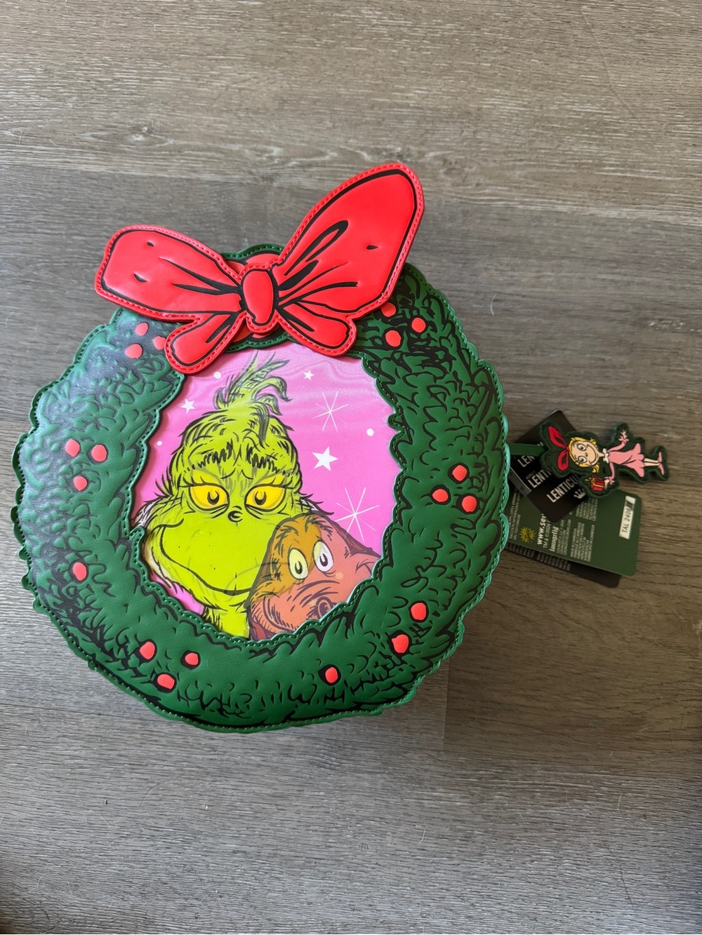 Dr. Seuss Grinch Wreath Crossbody Bag Loungefly
